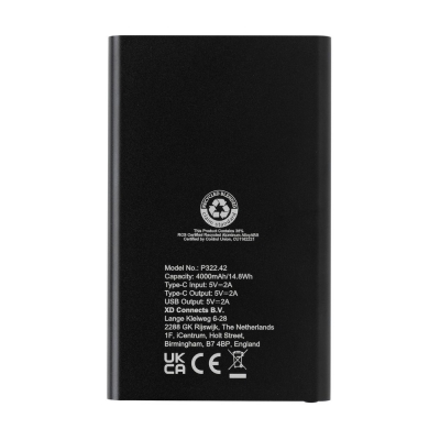 Power bank 4000 mAh z aluminium z recyklingu