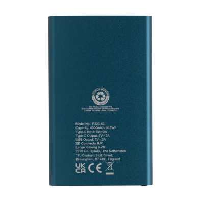 Power bank 4000 mAh z aluminium z recyklingu
