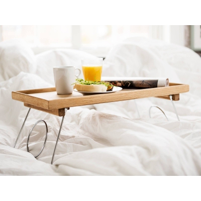 Oval oak stolik śniadaniowy z metalowymi, składanymi nogami