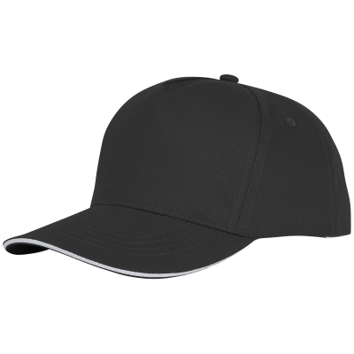 czarny, 5-panelowa czapka CETO