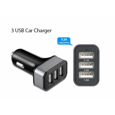 Ładowarka samochodowa z 3 wejściami USB