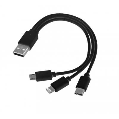 Kabel USB 3w1 micro USB + USB typ C + Lightning