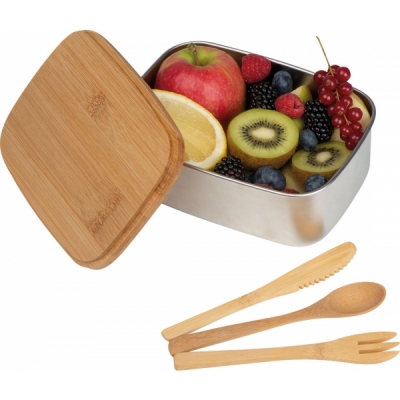 Lunchbox ze stali nierdzewnej z bambusową pokrywką