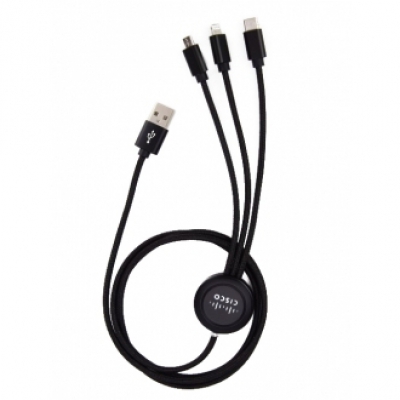 Długi kabel 3w1 z podświetlanym logo