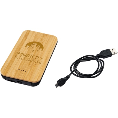 Bambusowy/materiałowy bezprzewodowy powerbank Future 6000 mAh