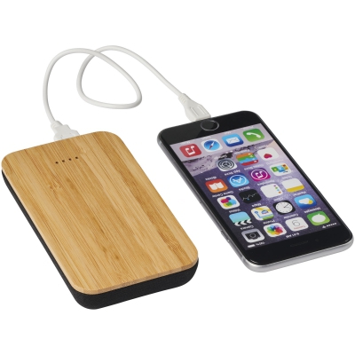 Bambusowy/materiałowy bezprzewodowy powerbank Future 6000 mAh