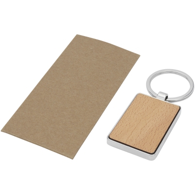 Prostokątny brelok do kluczy Mauro z drewna bukowego