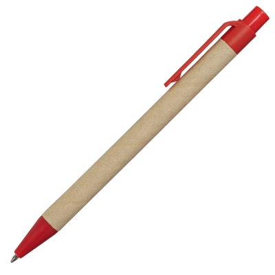 Notes Kraft 90x140/70k gładki z długopisem, czerwony/beżowy