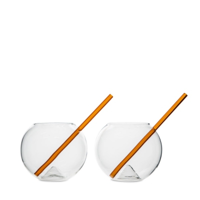 Szklanka ze słomką 2-pak clear/brown