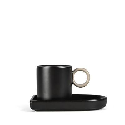 Filiżanka do espresso z podstawkiem niki, black/grey