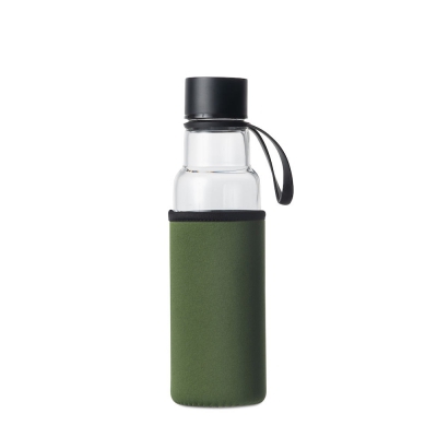 Szklana butelka na wodę, zielony 600 ml
