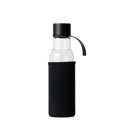 Szklana butelka na wodę,  czarny 600 ml