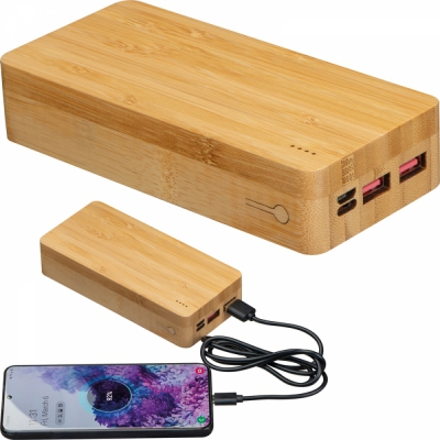 Power bank bambusowy 20 000 mAh