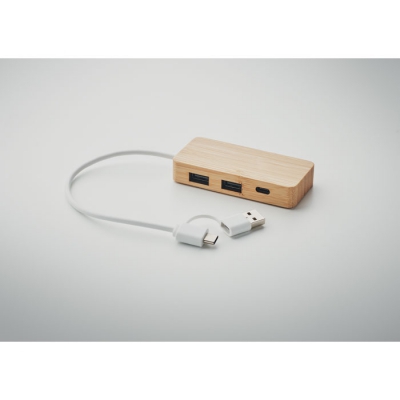 3-portowy bambusowy hub usb