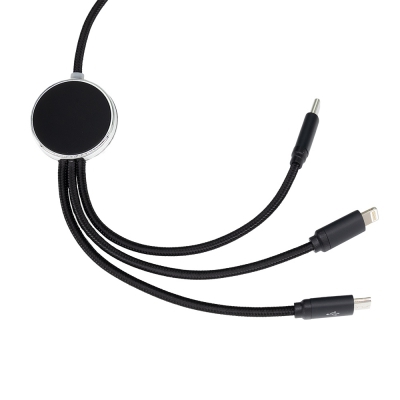 Długi kabel 3w1 z podświetlanym logo