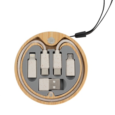 kabel 4w1 w drewnianej obudowie