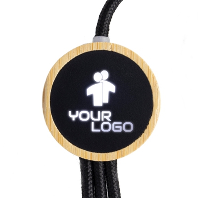 Długi kabel 4w1 z podświetlanym logo w drewnianej obudowie