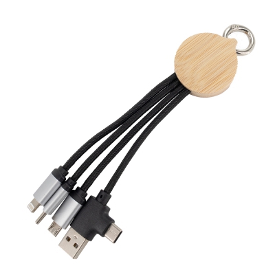 Kabel 3w1 z podświetlanym logo w drewnianej obudowie