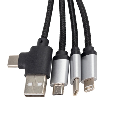 Kabel 3w1 z podświetlanym logo w drewnianej obudowie