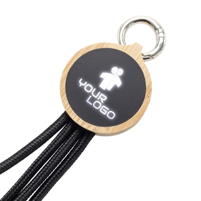 Kabel 3w1 z podświetlanym logo w drewnianej obudowie
