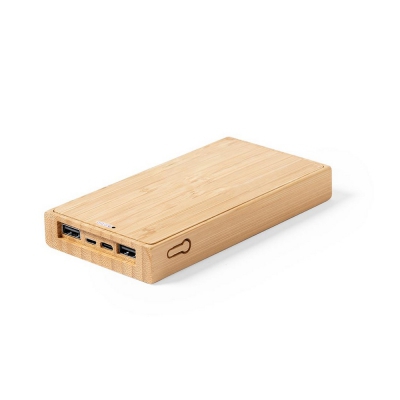 Bambusowy bezprzewodowy power bank 10000 mAh, ładowarka bezprzewodowa 5W, ładowarka słoneczna