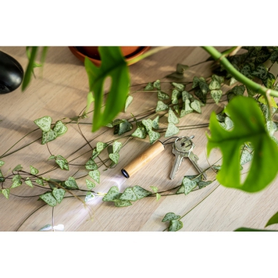 Bambusowy brelok do kluczy, lampka 1 LED