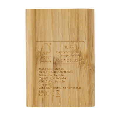 Bambusowy power bank 5000 mAh