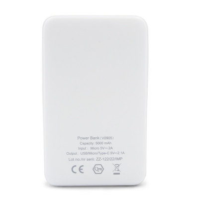 Power bank 5000 mAh ze zintegrowanymi kablami, adapter w komplecie | Presley