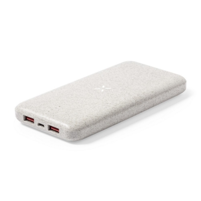 Bezprzewodowy power bank 8000 mAh ze słomy pszenicznej, ładowarka bezprzewodowa 10W