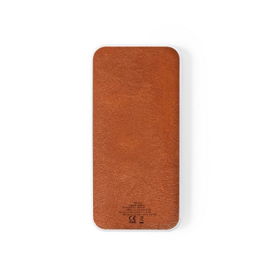 Bezprzewodowy power bank 8000 mAh z RABS, ładowarka bezprzewodowa 10W, element ze skóry z recyklingu