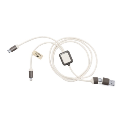 Kabel do ładowania z łusek kawowych i bawełny z recyklingu