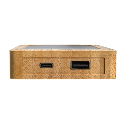 Bambusowy power bank 10000 mAh, ładowarka słoneczna